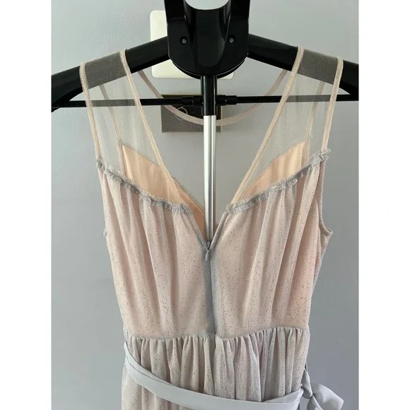 NWT Lauren Conrad Runway Midi Tulle Illusion Dress in Silver and Cream‎ Size 6 - Picture 6 of 12